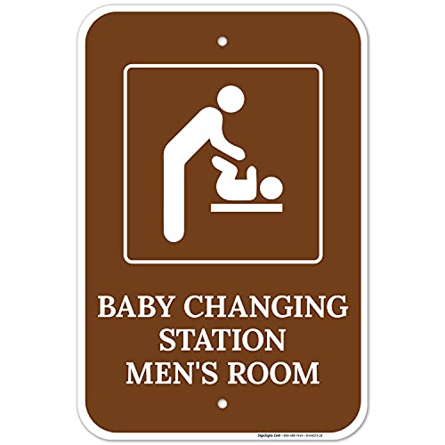 Bebek Değiştirme İstasyonu Erkek Odası Tabelası, 12x18 İnç, Pas İçermez .063 Alüminyum, Solmaya Dayanıklı, Sigo İşaretleri