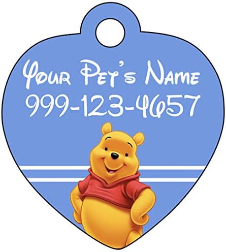 Köpekler ve Kediler için Winnie The Pooh Pet Kimlik Etiketi Kişiselleştirilmiş İsim ve Numara