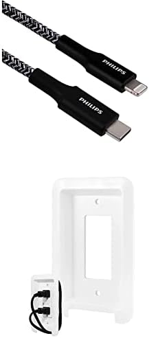 Philips USB-C'den Lightning Kablosuna, Çoklu Paket, 6 İnç, 3 Ft ve 6 Ft 2 Paket, Örgülü, iPad Pro, MacBook Pro, Samsung Galaxy