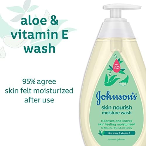Johnson's Skin Besleyici Nem Aloe Kokulu ve E Vitaminli Bebek Vücut Yıkama, Tüm Aile için Hipoalerjenik ve Yırtılmaz Banyo