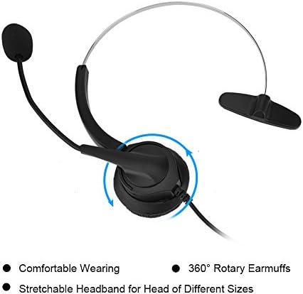 2.5 mm Jaklı Tosuny Telefon Kulaklığı, 360° Döner Kulaklık, Gürültü Önleyici İletişim, İşitme Koruması, Süper Uzun Kablo, Telefon