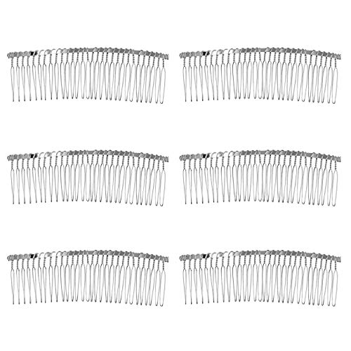 Senkary 10 Parça Saç Tarak Klip Metal Tel Saç Combs Düğün Veil Combs (15 Diş, Siyah)