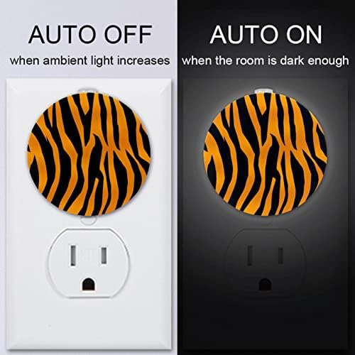 2 ADET LED Gece Işıkları Yuvarlak Alacakaranlıkta Şafak Sensörü Kaplan Desen Hayvan Plug in Gece Lambası Koridor, Yatak Odası,