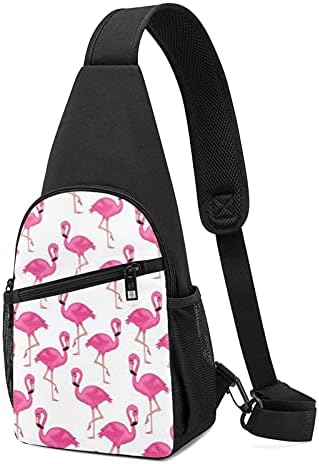 Tek kollu sırt çantası Pembe Flamingo tek kollu çanta Crossbody omuzdan askili çanta Seyahat Yürüyüş Göğüs Çantası Sırt Çantası