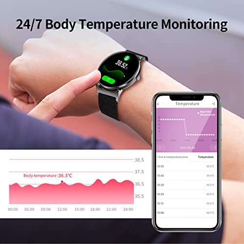 KUMI akıllı saat için Kadın Erkek, GPS Etkinlik Tracker Erkekler için Android Telefonlar ve ıOS ile 24/7 Vücut Sıcaklığı, Kan