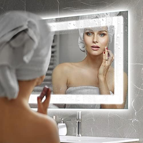 Amorho 84x32 LED Vanity Ayna Banyo için, Anti-Sis ile Büyük Paramparça Geçirmez Kısılabilir Duvar Aynaları ( Arkadan Aydınlatmalı