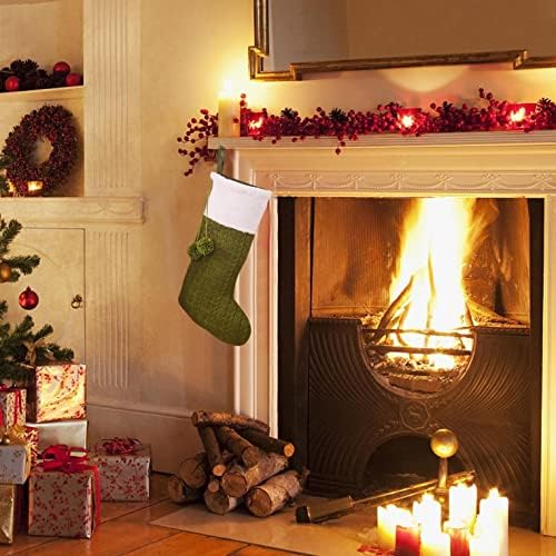 Noel Stocking Katı Renk Büyük Örgü Artı Boyutu Noel Şeker Çanta Işlemeli Çorap Kişiselleştirin Hediye için Aile