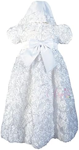 Angeline Bebek Kız Vaftiz Elbise Vaftiz Tül Beyaz Elbise ile Kaput