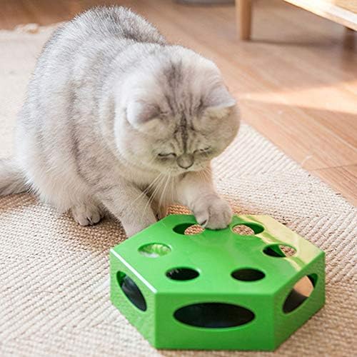 hAohAnwuyg Kedi Teaser Kutusu Kedi Aksesuarları Interaktif Kedi Oyuncak Otomatik Dönen Teaser Yavru Pet İçgüdüleri Oyun Kutusu-Yeşil