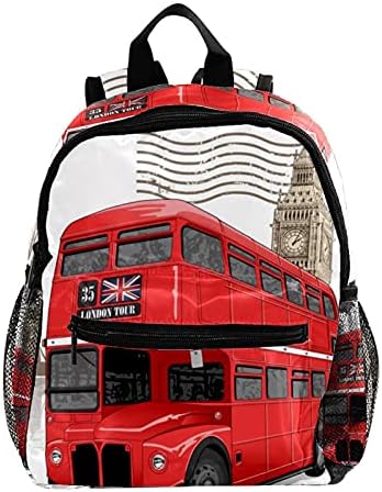 Vintage İngiliz Tur Londra Kırmızı Otobüs Hafif Sırt Çantası, Eqıaoqukey Küçük Sırt Çantası Bookbag Casual Sırt Çantası ile