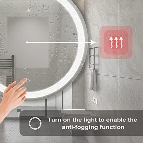 MOELAKY kristal Kakma Yuvarlak LED ayna banyo makyaj aynası 24 İnç Akıllı 3-Renk Dim Anti-Sis dokunmatik Düğme LED banyo aynası