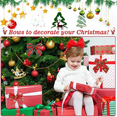 LessMo 9 ADET Noel Dekoratif Yay, Noel İlmek Süsleme, Noel Şerit Yay Ağacı Yay, Çelenk Çelenk Ağacı Topper için, hediyeler