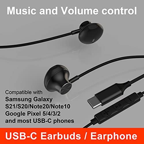 USB C Kulakiçi,ıvoros Tip-C Kulaklıklar Kulak İçi HiFi Stereo Mikrofonlu Kulaklık / Ses Kontrolü,Google Pixel 6/5/4/3/2/XL,iPad