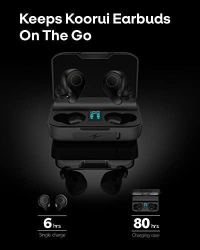 Kablosuz Kulaklıklar, Koorui T8 Bluetooth Kulaklıklar Pasif Gürültü Iptal ile LED dijital ekran, IPX7 Su Geçirmez, 80 H Çalma