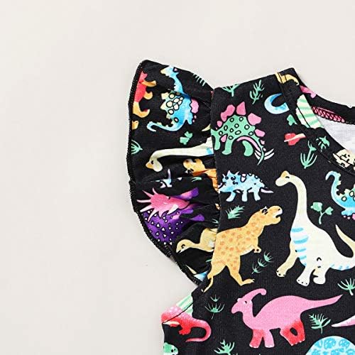 Mutlu Kasaba Çocuklar Bebek Kız Dinozor Elbise Elbise Fly Fırfır Kollu Dinozor Tutu Etek Sundress Yaz rahat Elbise