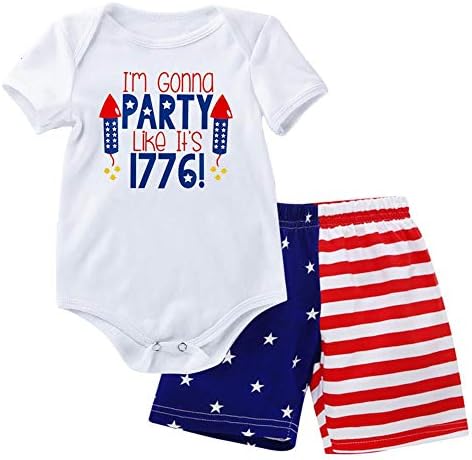 Benim Ilk 4th Temmuz Yenidoğan Erkek Bebek 2 ADET Kıyafetler Bağımsızlık Günü Set Vatansever Amerikan Bayrağı Kısa Romper Pantolon