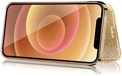 Altın Glitter Deri iPhone için kılıf 12 Mini 5.4, cüzdan Flip iPhone için kılıf 12 Mini 5.4, Herzzer Premuim Bling Teknolojisi