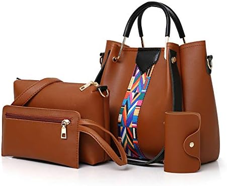 4 Paket Kadın Çanta Seti, Yumuşak PU Deri En Saplı Çanta Seti, Tote Çanta, omuz Çantaları Crossbody Çanta Cüzdan çanta