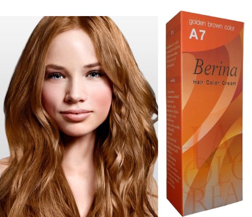 Berina Saç Profesyonel Kalıcı Saç Rengi Kremi (A 7) Altın Kahverengi Renk 1 Paket