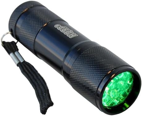 HQRP yeşil ışık 9 LED taşınabilir/cep feneri Siyah alüminyum gövde için gece yürüyüş / avcılık / balıkçılık / akrepler arama