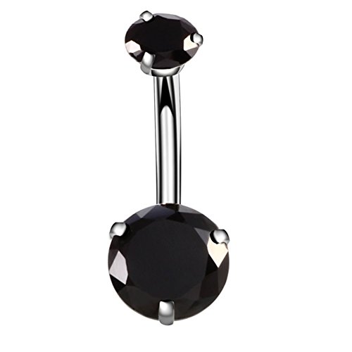 Jconly Göbek Piercing Kiti - 14G Göbek Düğme Yüzük ile Cerrahi Çelik Piercing İğneler ve Piercing Kelepçe (Siyah))…