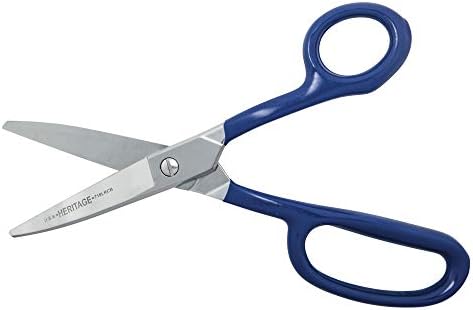 Klein Tools G718LRCB Makas, Büyük Halkalı Ağır Hizmet Tipi Halı Makası, Kavisli Kulplar ve Halı Kazıklarını Kırpmak için Künt
