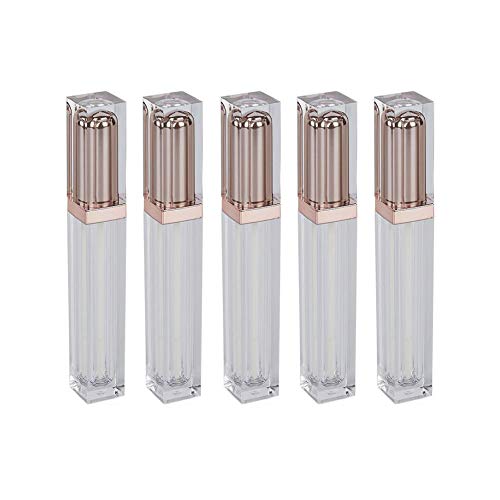 5 PCS 7 ml/0.24 oz Boş Şeffaf Plastik dudak Parlatıcısı Tüp ile Dudak Fırçası ve Altın Kapak Dudak Balsamı Şişe Boru Konteyner