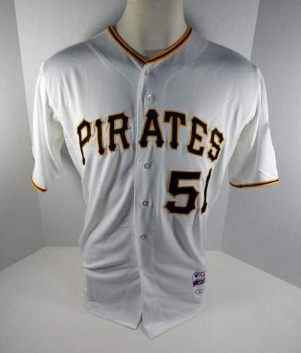 2015 Pittsburgh Pirates Justin Sellers 51 Oyunu Yayınlandı Beyaz Forma PİTT33143-Oyun Kullanılmış MLB Formaları