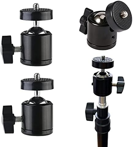 Xıanglangsuccess 2 Adet Siyah 360 Döner Mini-Ball Head 1/4 Vida, DSLR Kamera Tripod Top Kafa Tutucu için