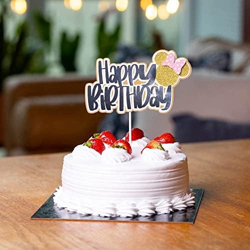 Shoptopia Tarafından Mutlu Doğum Günü Pastası Topper-Folyo ve Altın Glitter 3-Katmanlı Kart Stoğu Topper Doğum Günü Partileri