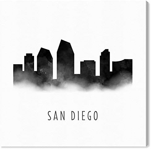 Oliver Gal Sanatçı A. Ş. Şehirler ve Skylines Duvar Sanatı Tuval Baskılar' San Diego Suluboya 'Ev Dekorasyonu, 20 x 20, Siyah,