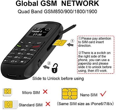 L8star Mini Küçük Cep Cep Telefonu BM70 GSM Bluetooth Dialer Kulaklık Kulaklık Desteği SIM Kart 0.66 inç (Siyah)