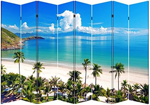 TOA 4, 6 veya 8 Panel Ofis Ahşap Katlanır Ekran Dekoratif Tuval Gizlilik Bölme Oda Bölücü-Plaj Kulübeleri(6 Panel)