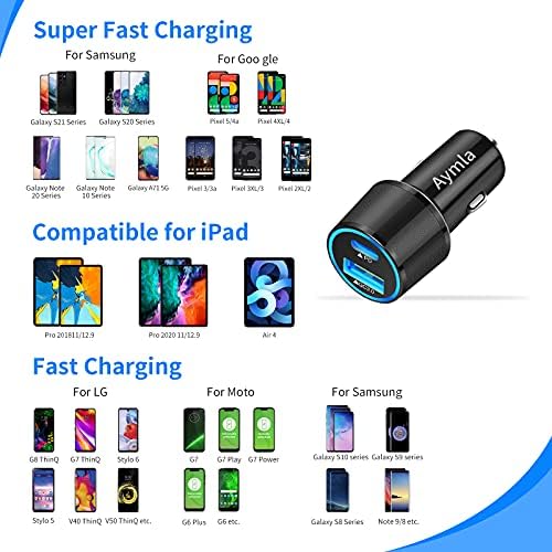 25 W Süper Hızlı USB C Araç Şarj, Aymla Uyumlu Samsung Galaxy S21 Artı/Ultra/S20 FE/S10E/S10/S9/Not 20/10/9/8/iPad Pro/Hava