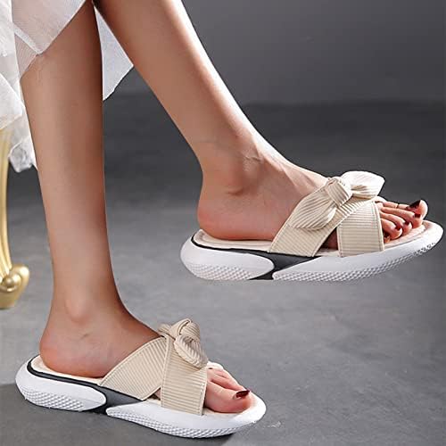 Kadınlar için sandalet moda ilmek kumaş yüzey düz yumuşak alt rahat sandalet ve terlik