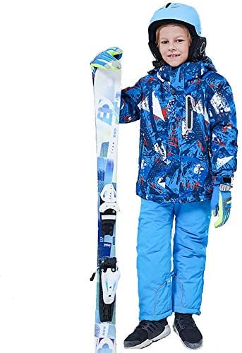 Büyük Çocuğun 2 Parça Kayak Ceket ve Pantolon Kalınlaşmak Sıcak Kapüşonlu Snowsuit Su Geçirmez Kayak Ceket Snowbib Set