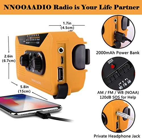 Acil Radyo, NOAA Radyo, taşınabilir El Krank Kendinden Powered AM/FM Güneş Hava Radyo ile 2 W LED El Feneri, WB Radyo ile SOS