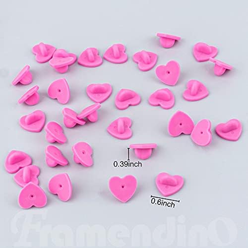 Framendino, 100 Paket Kauçuk Pin Arkaları Aşk Kalp Şekilli Pin Emniyet Geri Pin Cap Koruyucular Yaka Pin Geri Debriyaj Destek