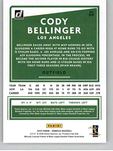 2020 Donruss Yüz Beyzbol 84 Cody Bellinger SER/100 Los Angeles Dodgers Panini Amerika'dan Resmi MLBPA Ticaret Kartı