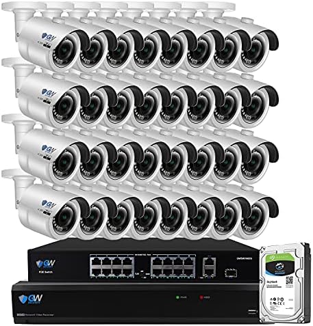 GW Güvenlik Akıllı AI 32 Kanal H. 265 PoE NVR Ultra-HD 4 K (3840x2160) güvenlik Kamera Sistemi ile 32x4 K (8MP) 2160 P Yüz