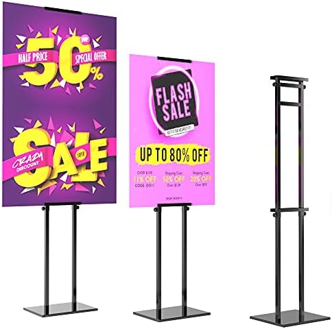 Ekran için Poster Standı, 75 inç'e kadar Ayarlanabilir Kaide Tabela Standı, Tahta ve Köpük Tabela için Çift Taraflı, Tabelalı