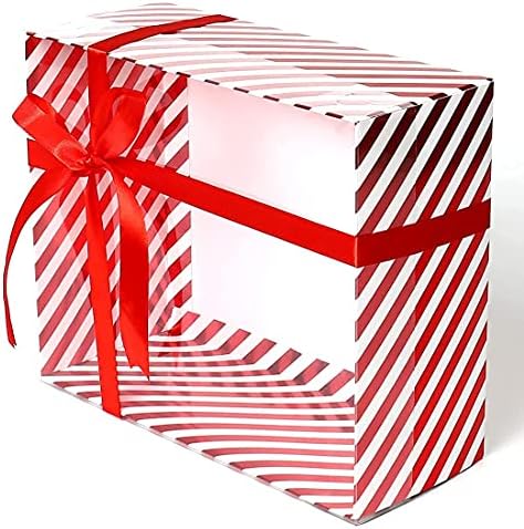 Noel Partisi Kutuları Kırmızı Şeker Kek Kutuları 9x7. 5x3. 5 inç, 3 Paket