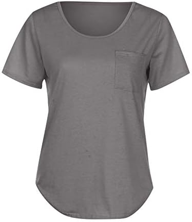 Womens Casual Scoop Yaka Artı Boyutu T Shirt Yaz Gevşek Üstleri Tee Düz Renk Kısa Kollu Tişörtleri Bluz