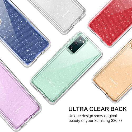 BENTOBEN Samsung Galaxy S20 FE Durumda, Galaxy S20 FE Durumda, 3 in 1 Hibrid Crystal Clear Glitter Ağır Sağlam Darbeye Koruyucu