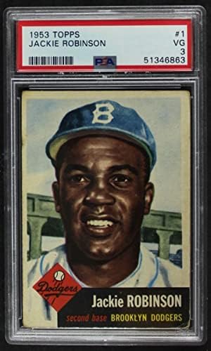 1953 Topps 1 Jackie Robinson Brooklyn Dodgers (Beyzbol Kartı) PSA PSA 3.00 Dodgers