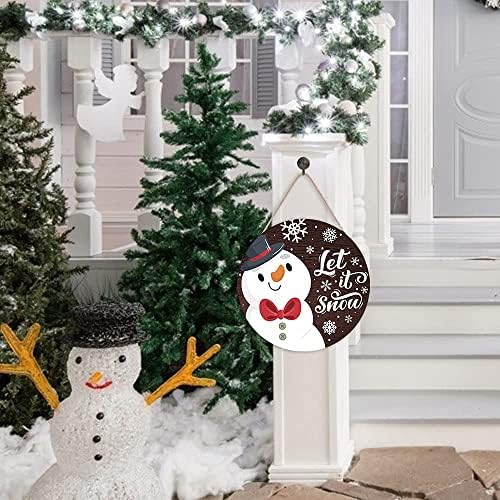 FWIEXA Noel Süslemeleri Let It Kar Rustik Ahşap Noel Işareti Plak (12x 12), kar Tanesi Kardan Adam Vintage Duvar Işareti, Merry
