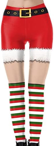 QTOCIO Noel Tayt, kadın Kız Baskılı Legging, Yüksek Bel Kapriler, baskı Moda Eşofman Altı, yumuşak Yoga Pantolon Noel Pantolon