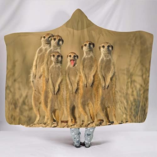 Clubdeer Hayvanlar Meerkats Kapşonlu Battaniye Giyilebilir Büyük Sıcak Battaniye Çocuklar ve Yetişkinler ıçin Fit Tüm Insanlar