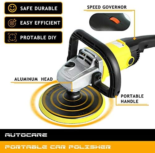 AutoCare 1200 W Elektrikli Araba Parlatıcı Tampon Sander Değişken 6 Hız Parlatma Balmumu Makinesi