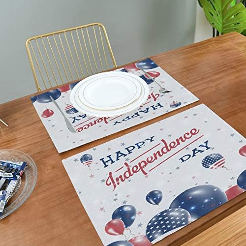 ALAZA Amerika Birleşik Devletleri Bağımsızlık Günü Balon Placemats 1 Parça, Yıkanabilir Masa Paspaslar Mutfak Yemek Masası